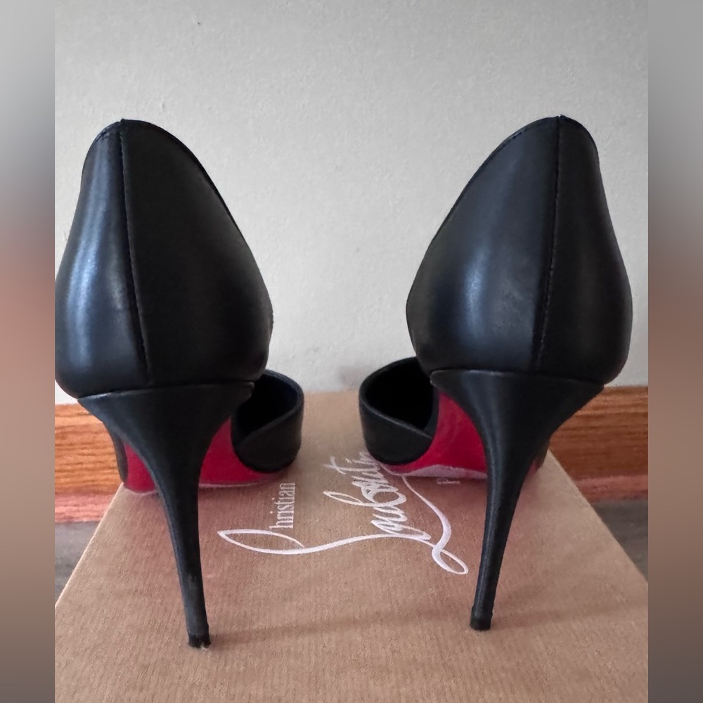 Christian Louboutin Iriza 85 Black  Leather Pumps - Picture 5 of 9